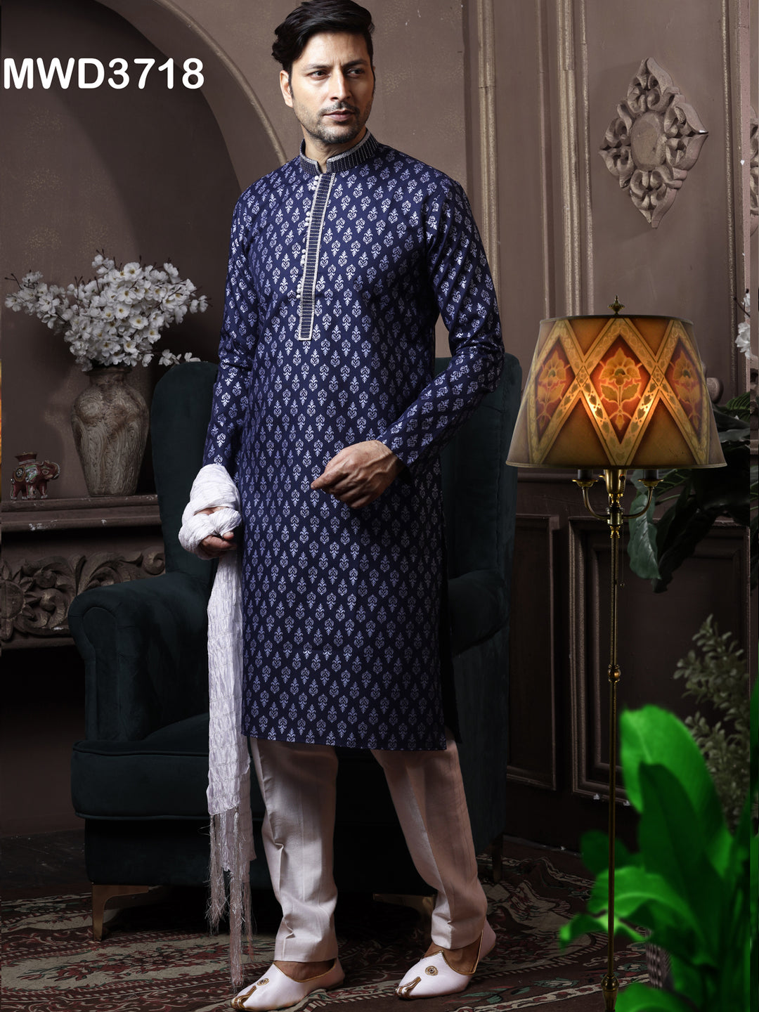 THE LABEL NAVY BLUE  COLOR SHERWANI shreedesignersaree