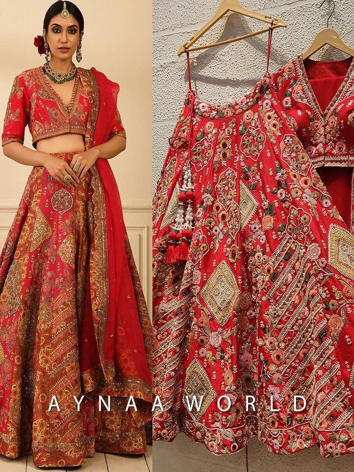 DESIGNER RED LEHENGA CHOLI shreedesignersaree