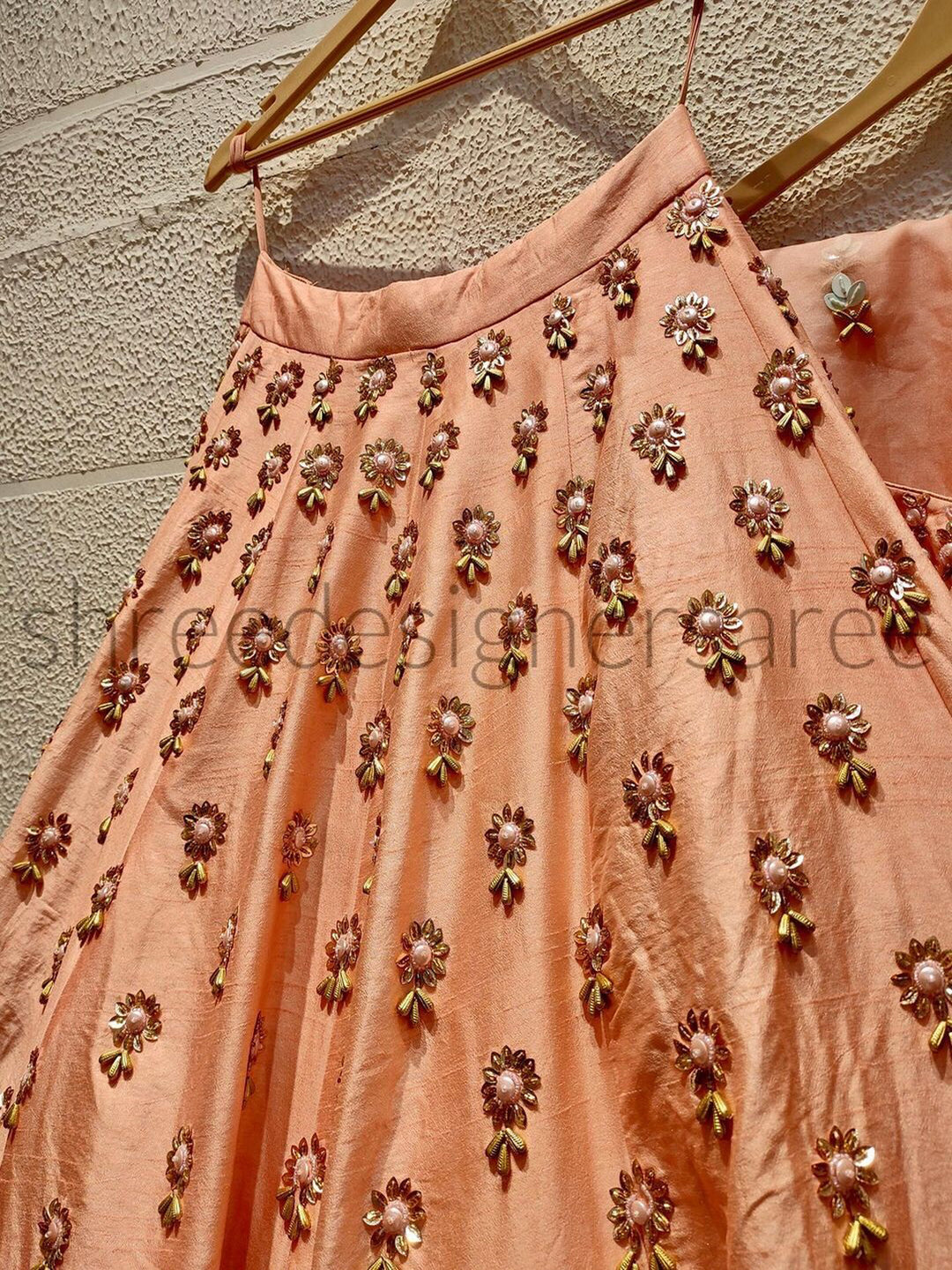 PEACH COLOR LEHENGA CHOLI shreedesignersaree