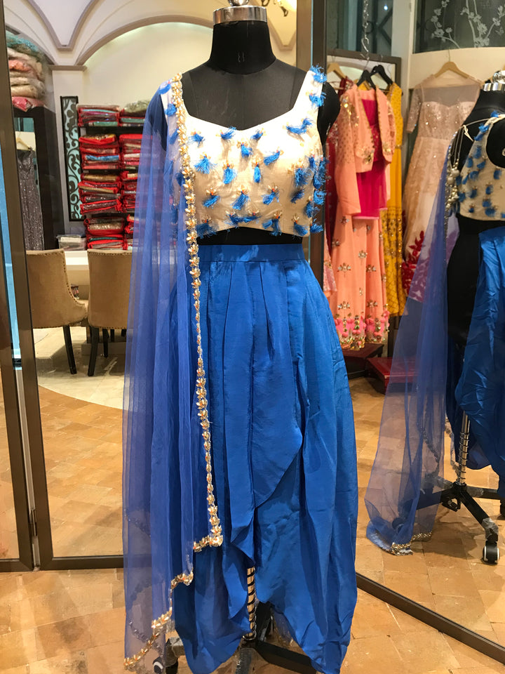 BEAUTIFUL BLUE DHOTI SET shreedesignersaree