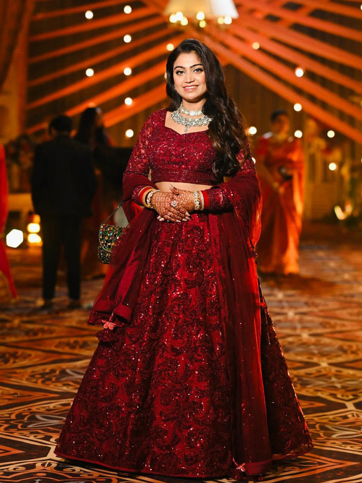 MAROON RED LEHENGA CHOLI shreedesignersaree