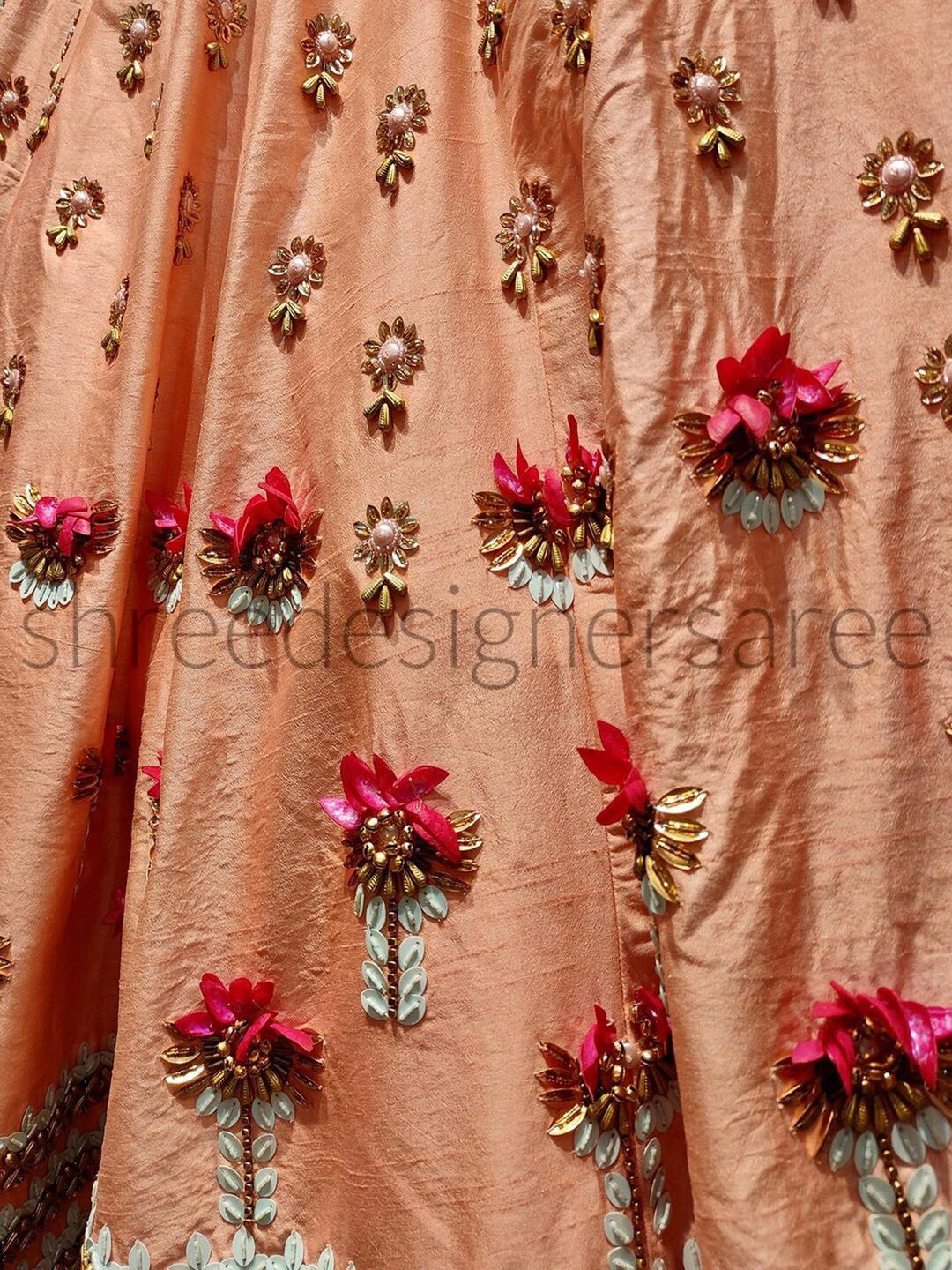 PEACH COLOR LEHENGA CHOLI shreedesignersaree