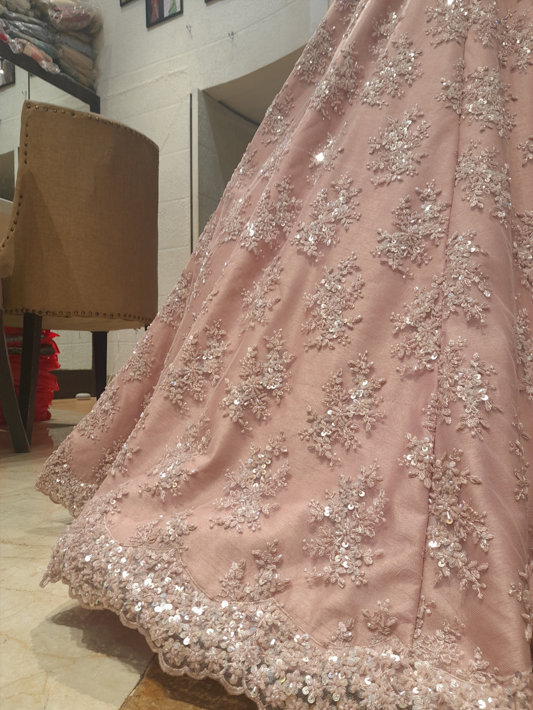 PRETTY PEACH GOWN shreedesignersaree