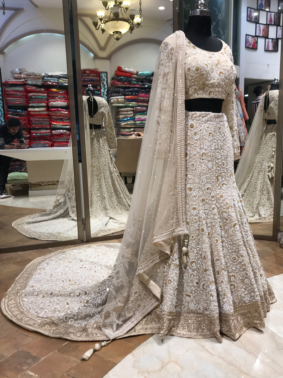 Ivory Lehenga Bridal Choli for Pakistani Bridal Wear – Nameera by Farooq