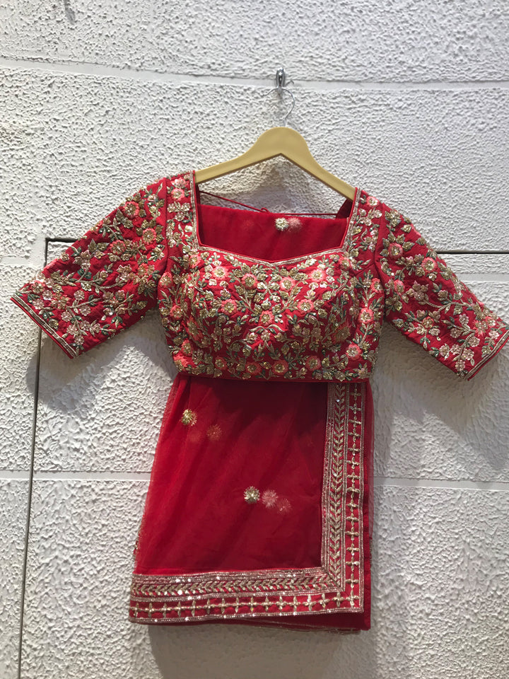 AESTHETIC RED LEHENGA CHOLI shreedesignersaree