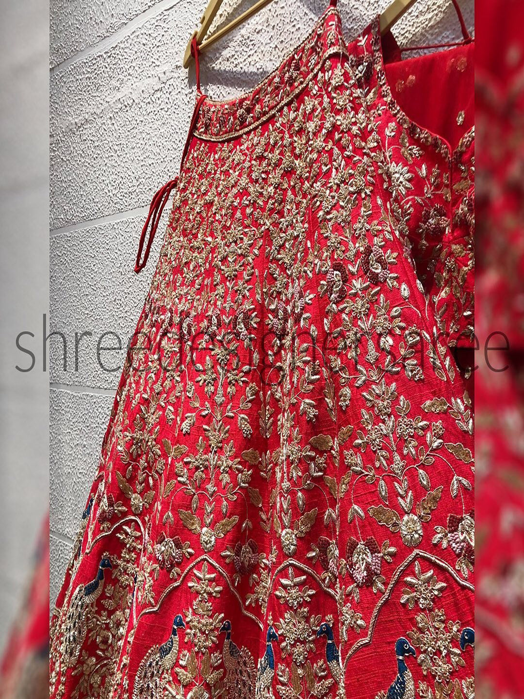 RED PEACOCK DESIGN LEHENGA CHOLI shreedesignersaree