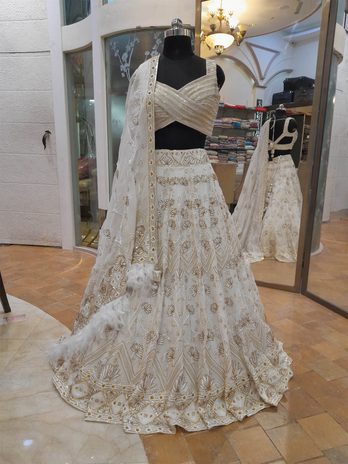 Buy Georgette White Designer Lehenga Choli Online : UAE -